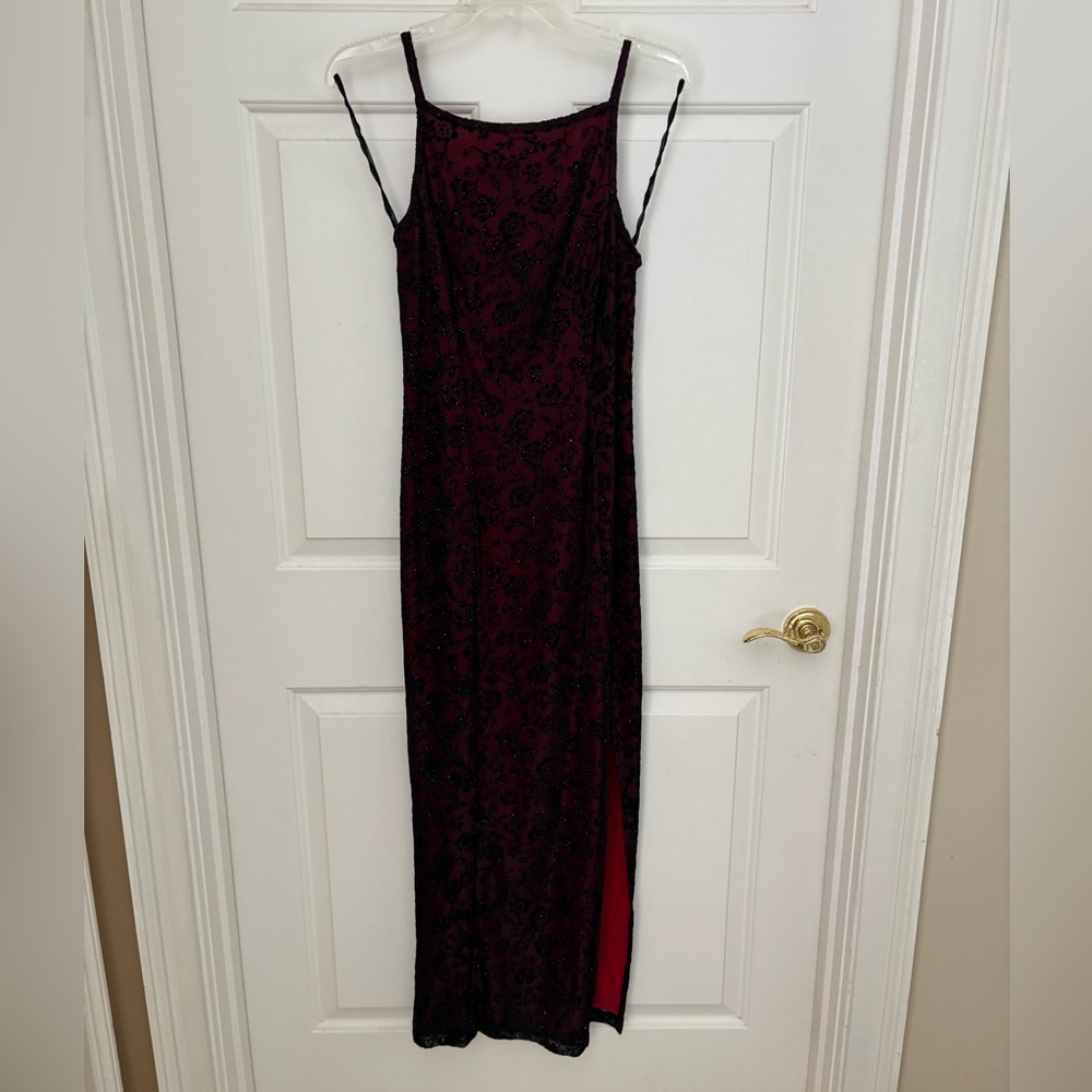 Vintage 90s Black and Red Spaghetti Strap Dress